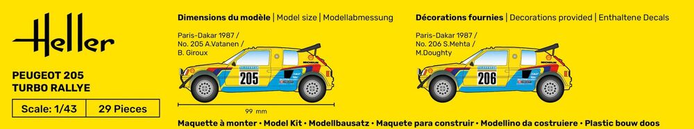 Heller The 9.99 Peugeot 205 Turbo maquette voiture 1/43 rallye