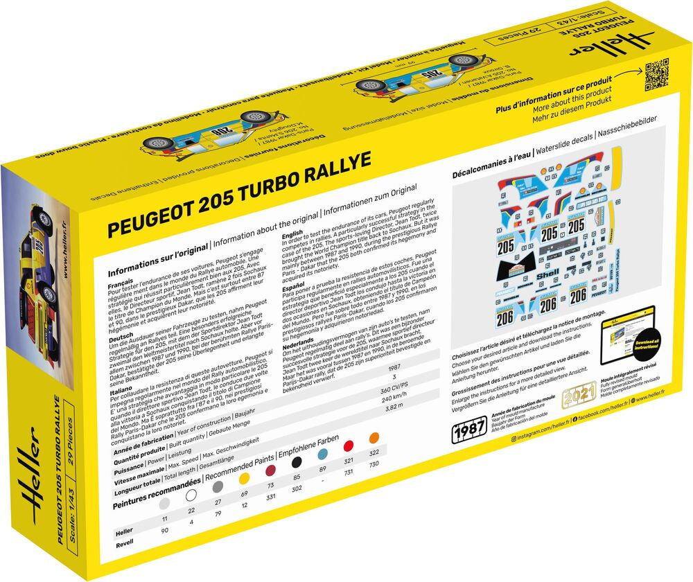 Heller The 9.99 Peugeot 205 Turbo maquette voiture 1/43 rallye