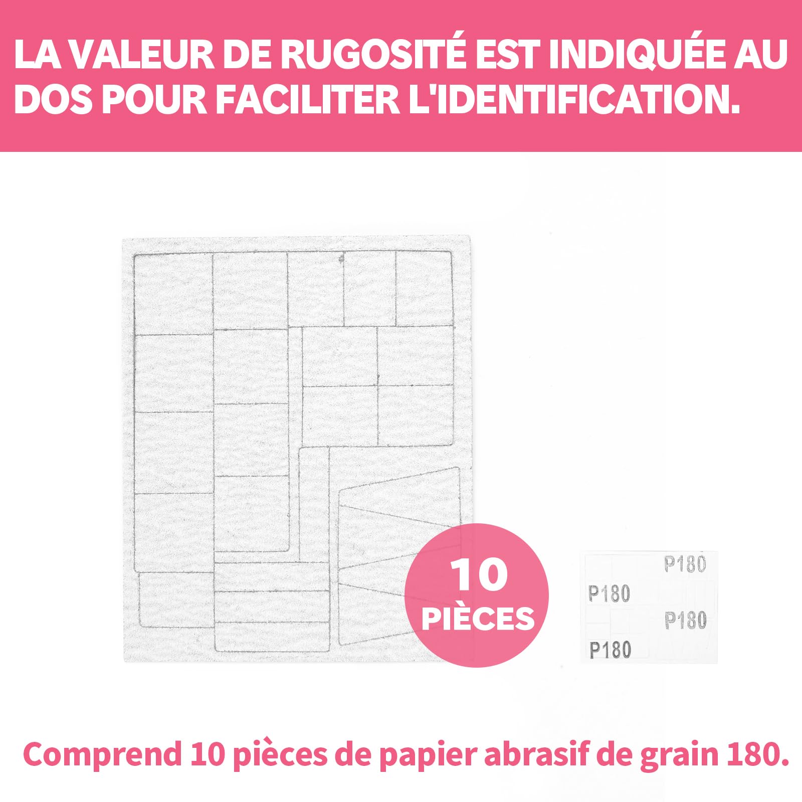 Bucasso RSH-1000 papier abrasif 50 pièces grains 180-1000