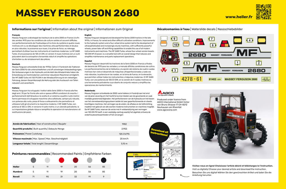 Heller Massey Ferguson 2680 maquette tracteur 1/24