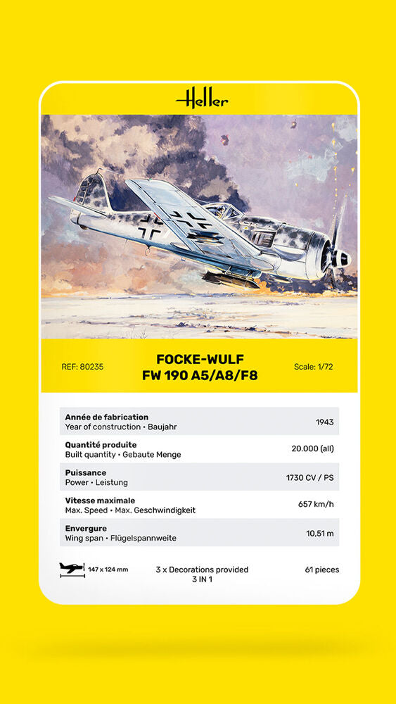 Heller The 9.99 FW 190 A5/A8/F8 1/72 maquette avion
