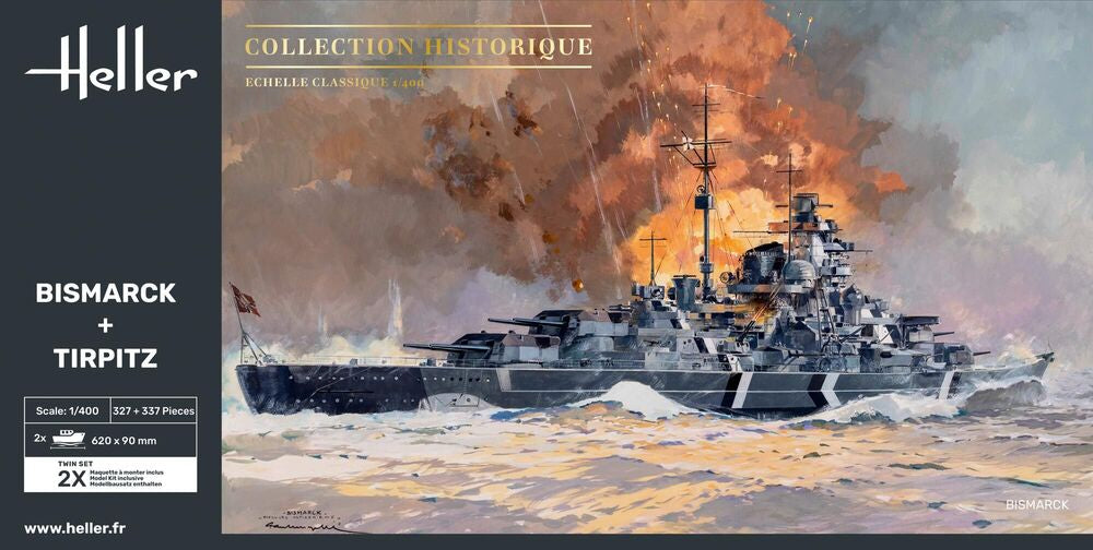 Heller Twinset Bismarck + Tirpitz 1/400 maquette bateau