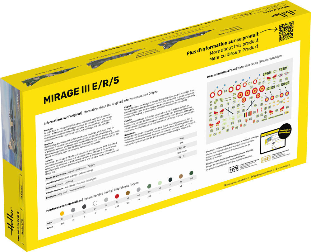 Heller Starter Kit Mirage III E 1/72 maquette avion jet