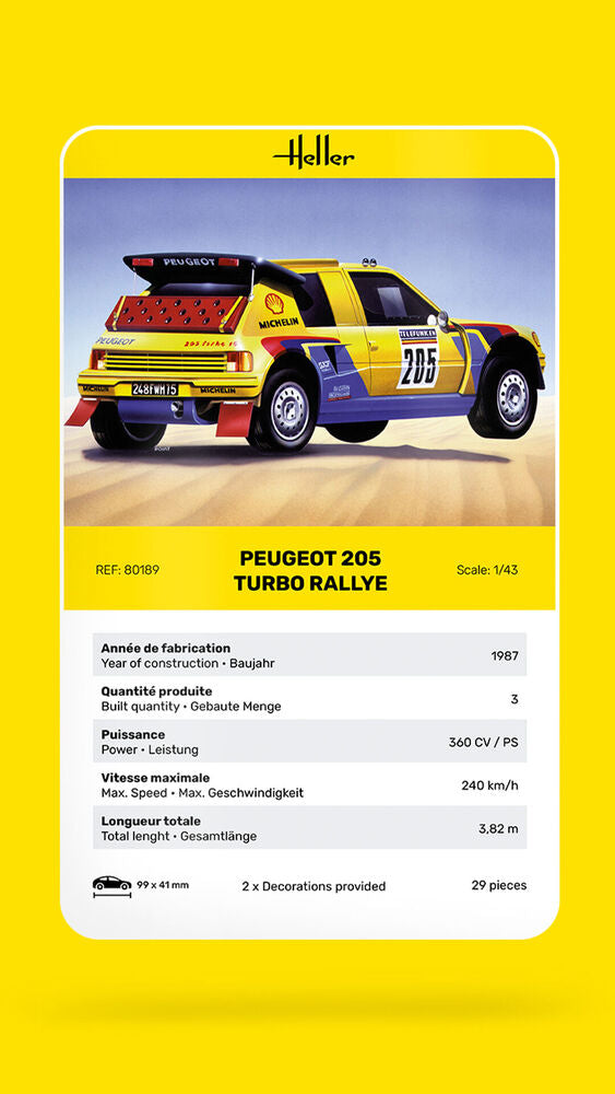 Heller The 9.99 Peugeot 205 Turbo maquette voiture 1/43 rallye
