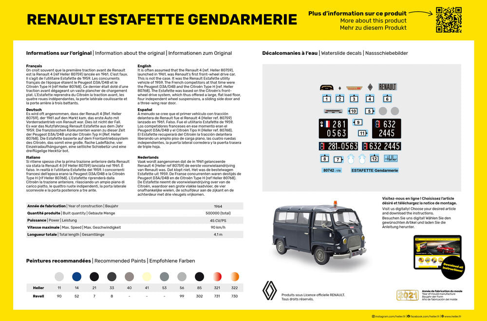 Heller Historical Collection Renault Estafette Gendarmerie 1/24