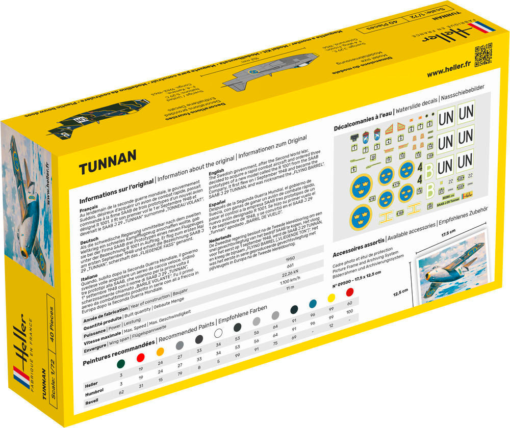 Heller The 9.99 Tunnan 1/72 maquette avion jet suédois