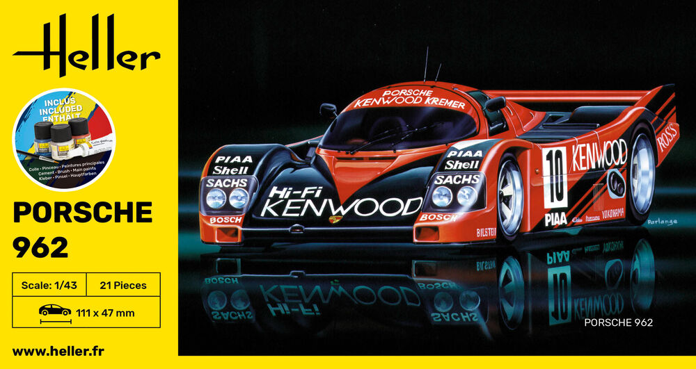 Heller Starter Kit Porsche 962 1/43 maquette voiture