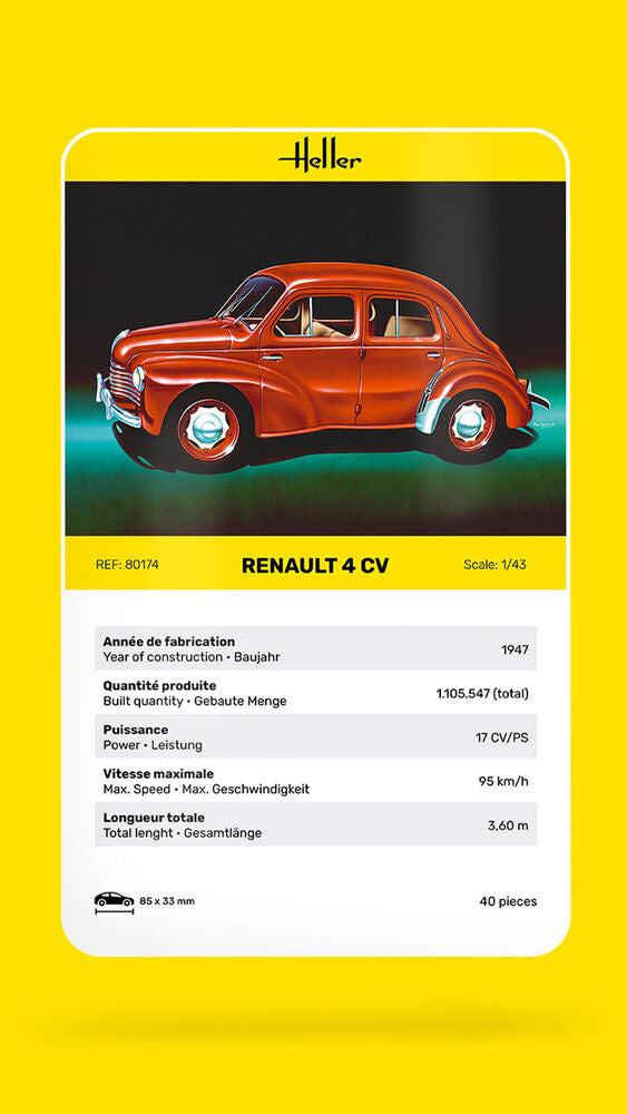 Heller The 9.99 Renault 4 CV 1/43 maquette voiture Pie police