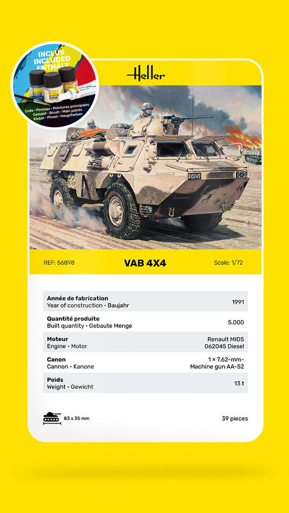 Heller Starter Kit VAB 4x4 maquette militaire 1/72 complet