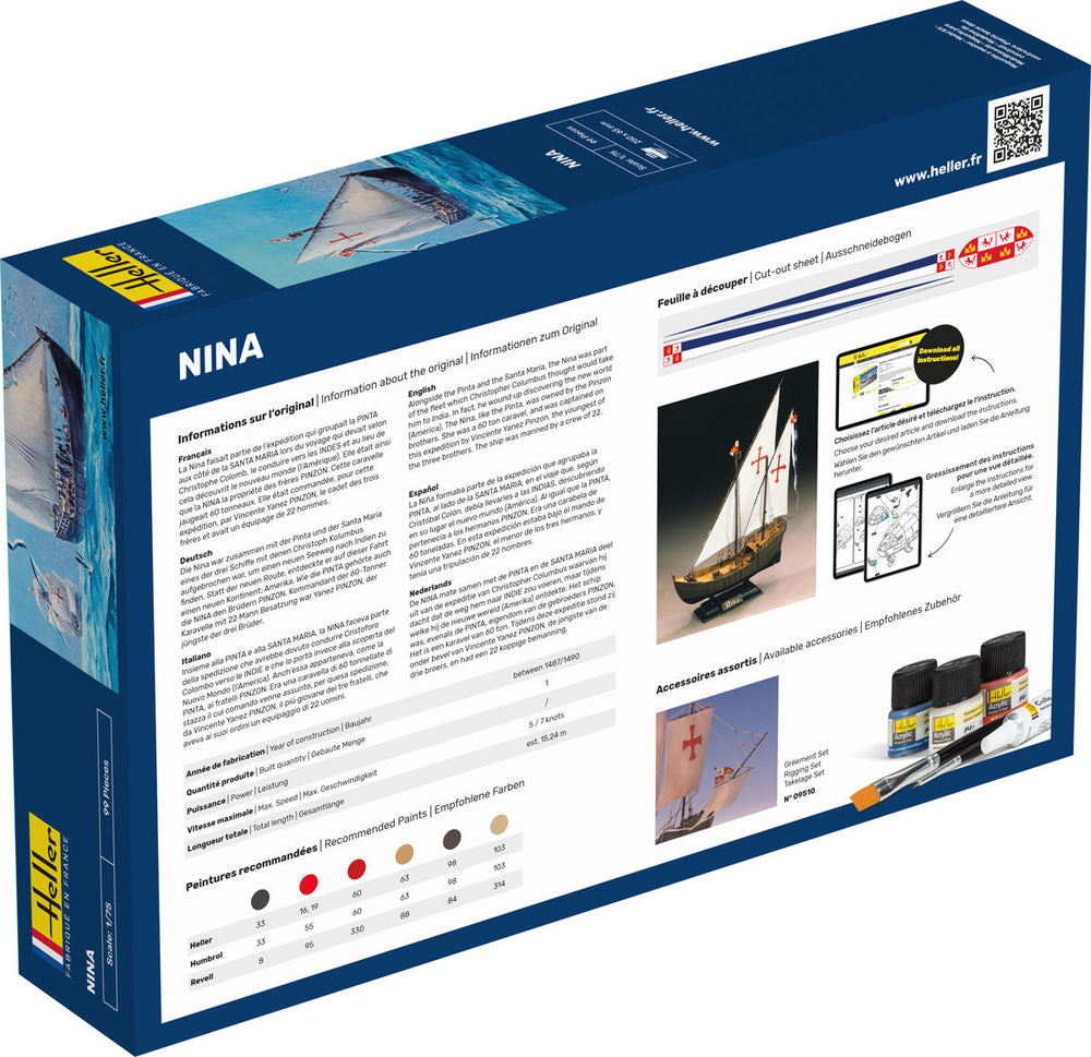 Heller Starter Kit Nina maquette bateau 1/75 kit complet