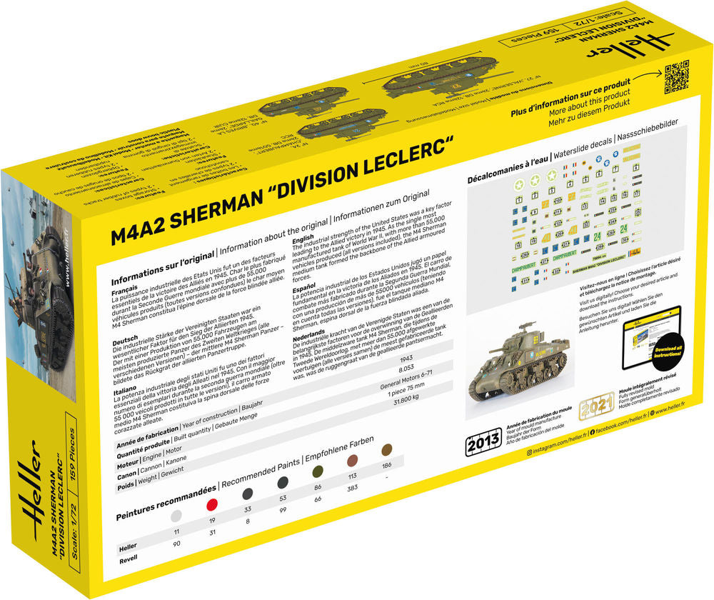 Heller Starter Kit M4A2 Sherman Leclerc maquette char 1/72