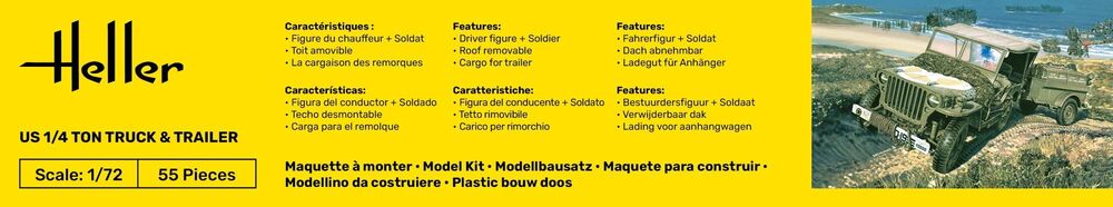 Heller US 1/4 Ton Truck & Trailer 1/72 maquette jeep armée