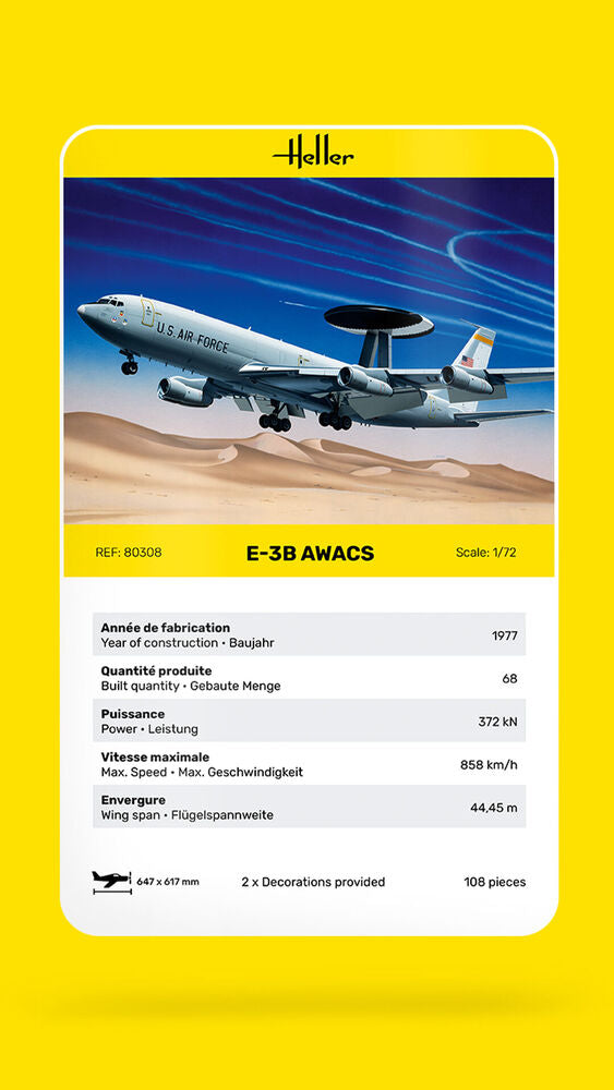 Heller Historical Collection E-3B Awacs maquette avion 1/72 radar
