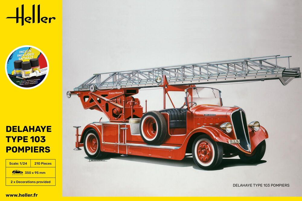 Heller Starter Kit Delahaye Type 103 Pompiers 1/24 maquette camion