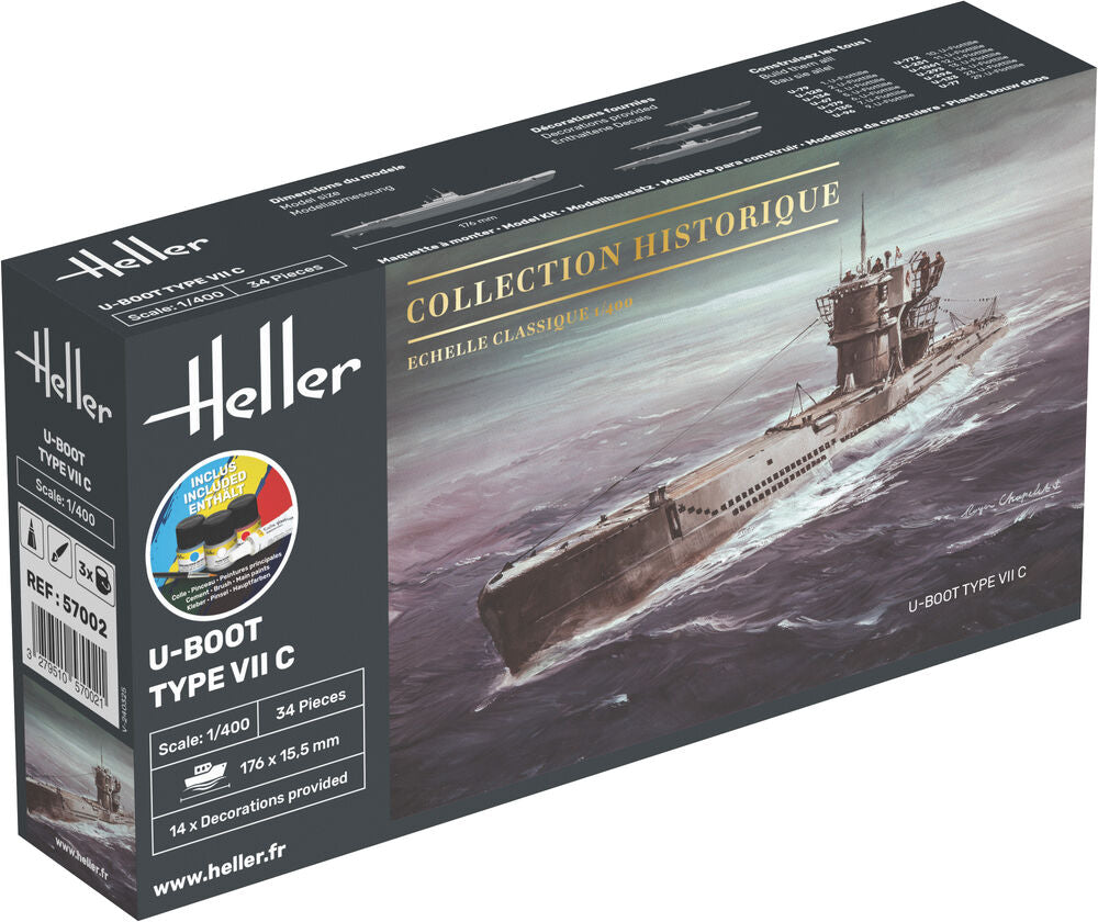 Heller Starter Kit U-Boot Type VII C maquette 1/400
