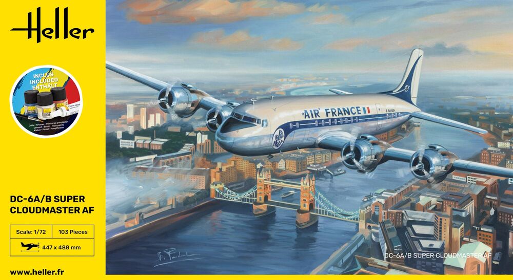Heller Starter Kit DC-6 Super Cloudmaster maquette avion 1/72 complet