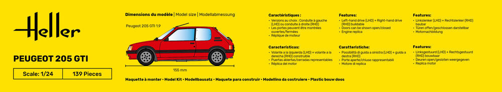 Heller Starter Kit Peugeot 205 GTI maquette voiture 1/24