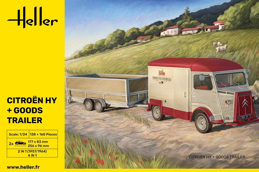 Heller Citroen HY + remorque 1/24 maquette fourgon