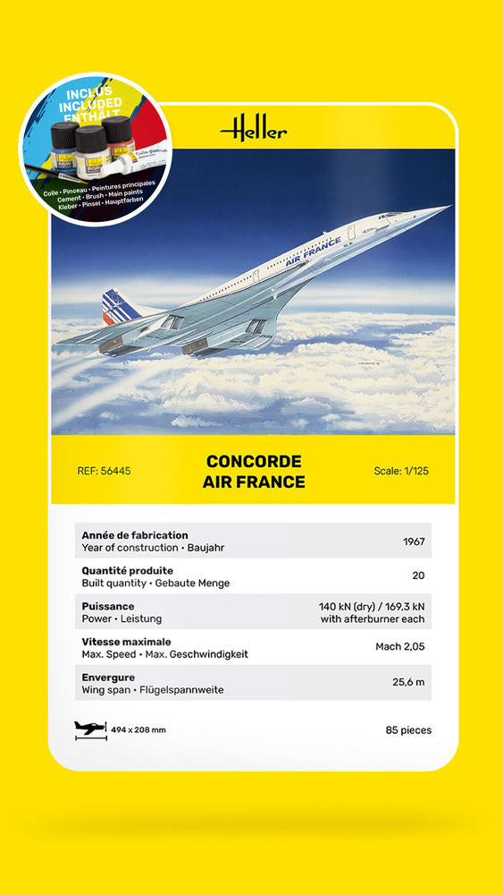 Heller Starter Kit Concorde AF 1/125 maquette avion complet