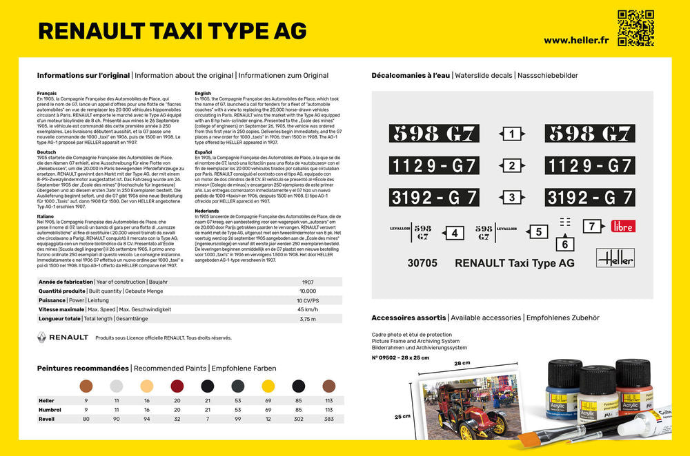 Heller Starter Kit Renault Taxi Type AG 1/24 maquette voiture kit complet