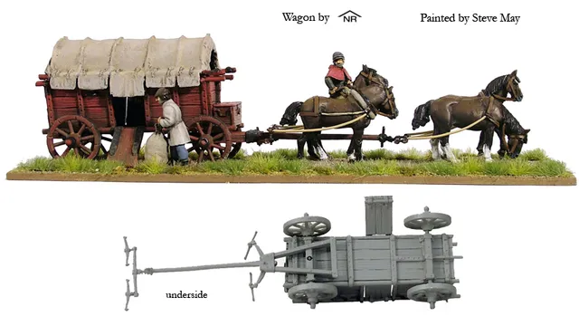 Perry War of Roses WR27 chariot bâché 28mm 4 chevaux