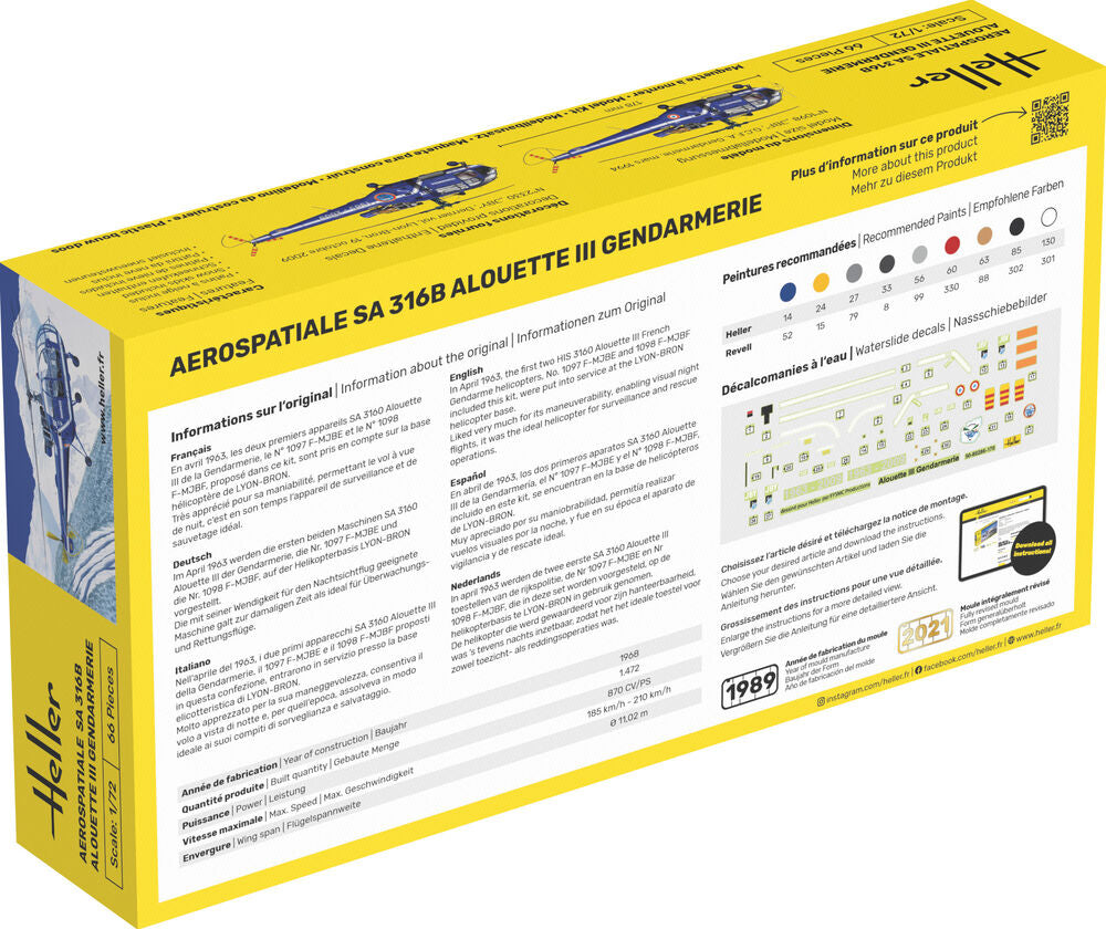 Heller Starter Kit SA 316 Alouette III Gendarmerie maquette 1/72