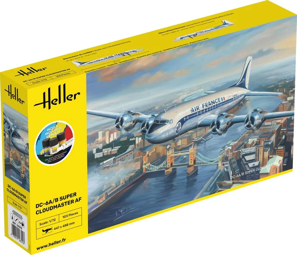 Heller Starter Kit DC-6 Super Cloudmaster maquette avion 1/72 complet