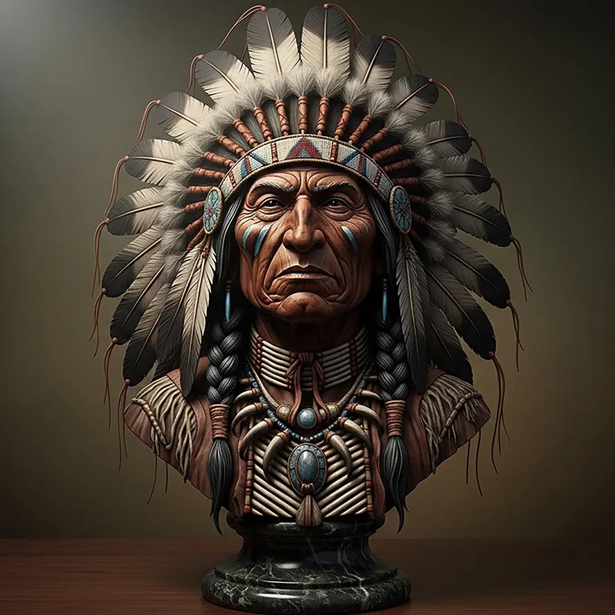 ART GIRONA Busts Sioux Chief buste indien 200mm