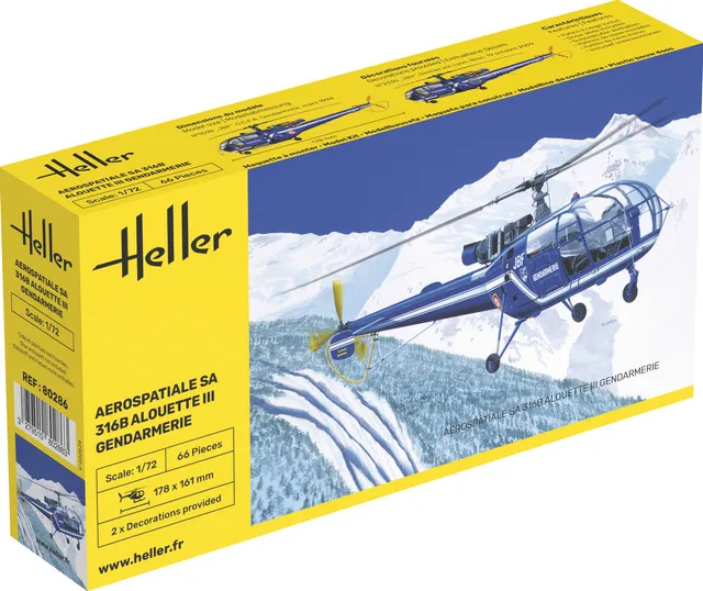 Heller The 9.99 SA 316 Alouette III Gendarmerie hélicoptère 1/72