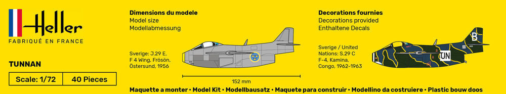 Heller Starter Kit Tunnan 1/72 maquette avion suédois