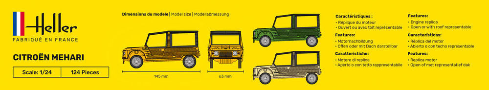 Heller Starter Kit Citroën Méhari maquette 1/24 complète