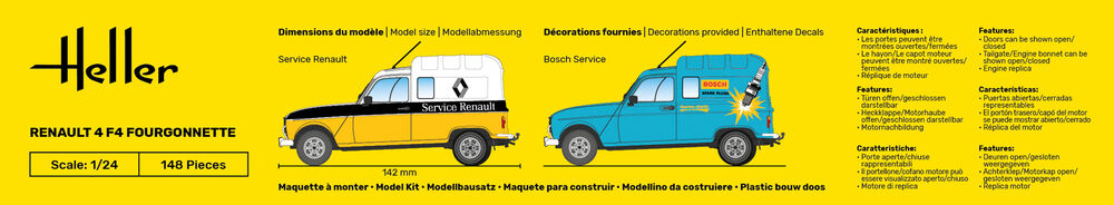 Heller Historical Collection Renault 4 F4 1/24 maquette fourgonnette