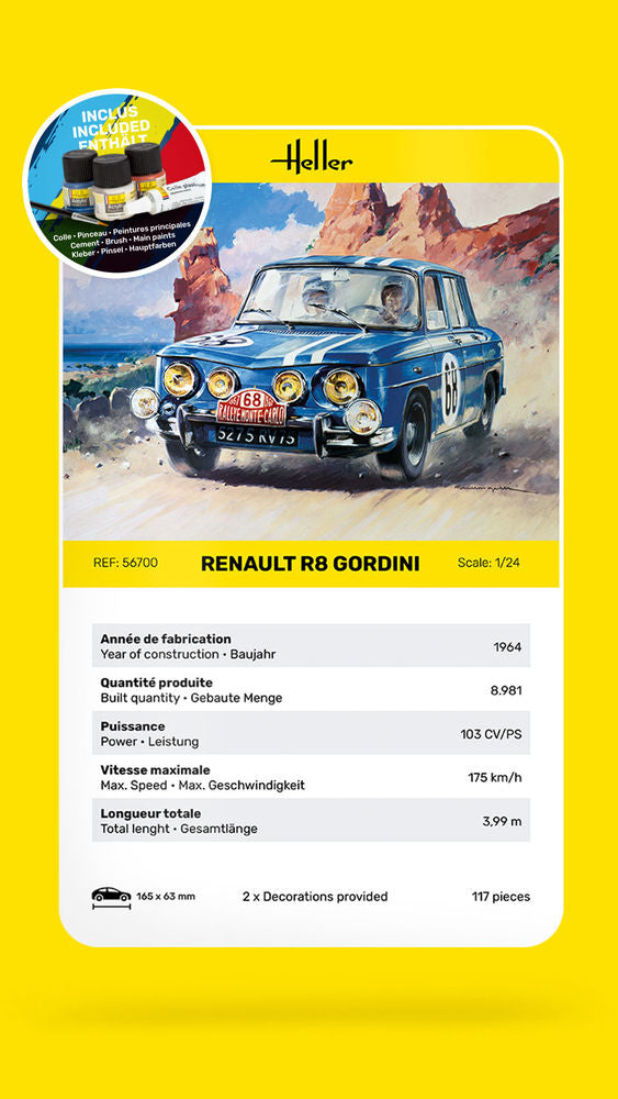 Heller Starter Kit Renault R8 Gordini maquette voiture 1/24