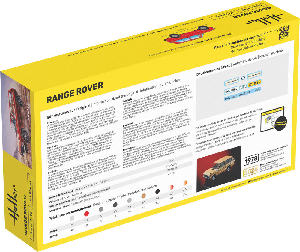 Heller Starter Kit Range Rover 1/43 maquette voiture 4x4