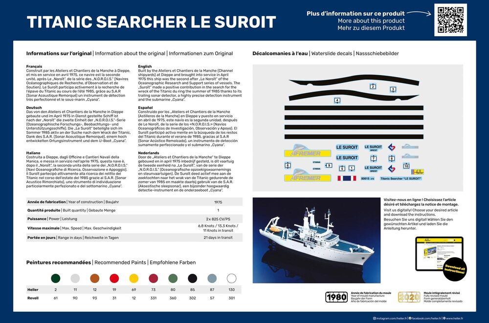 Heller Titanic Searcher Le Suroît 1/200 maquette bateau recherche