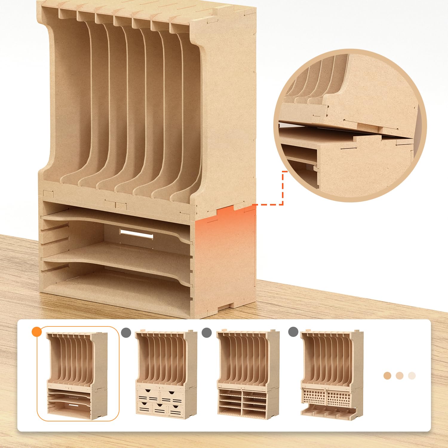 Bucasso Hobby Organizer GK7 étagère grappes 8 fentes MDF
