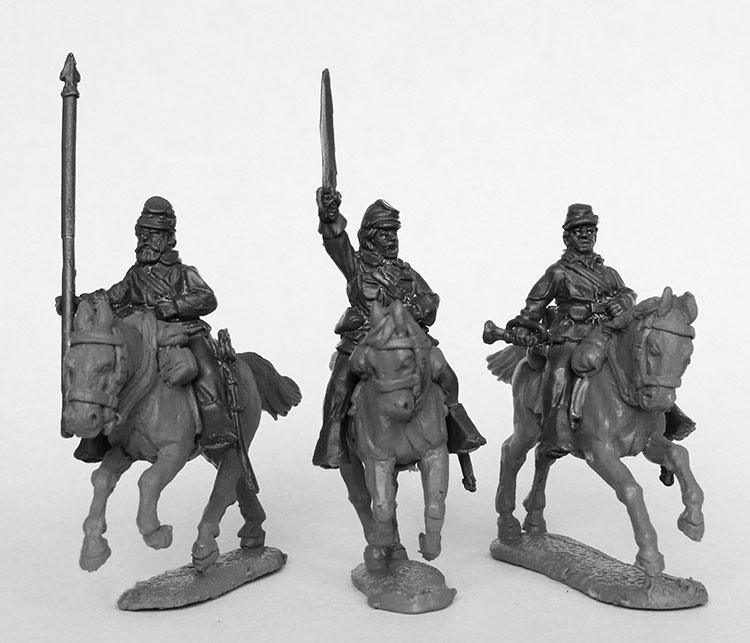 Perry ACW 102 Union Cavalry Command figurines galop sack coats
