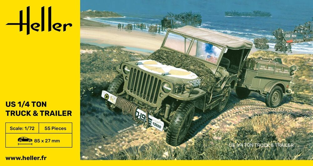 Heller US 1/4 Ton Truck & Trailer 1/72 maquette jeep armée