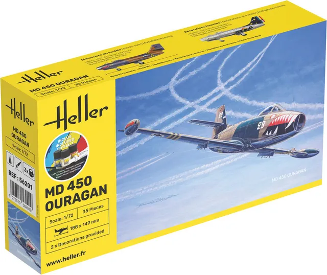 Heller Starter Kit MD 450 Ouragan 1/72 maquette avion jet