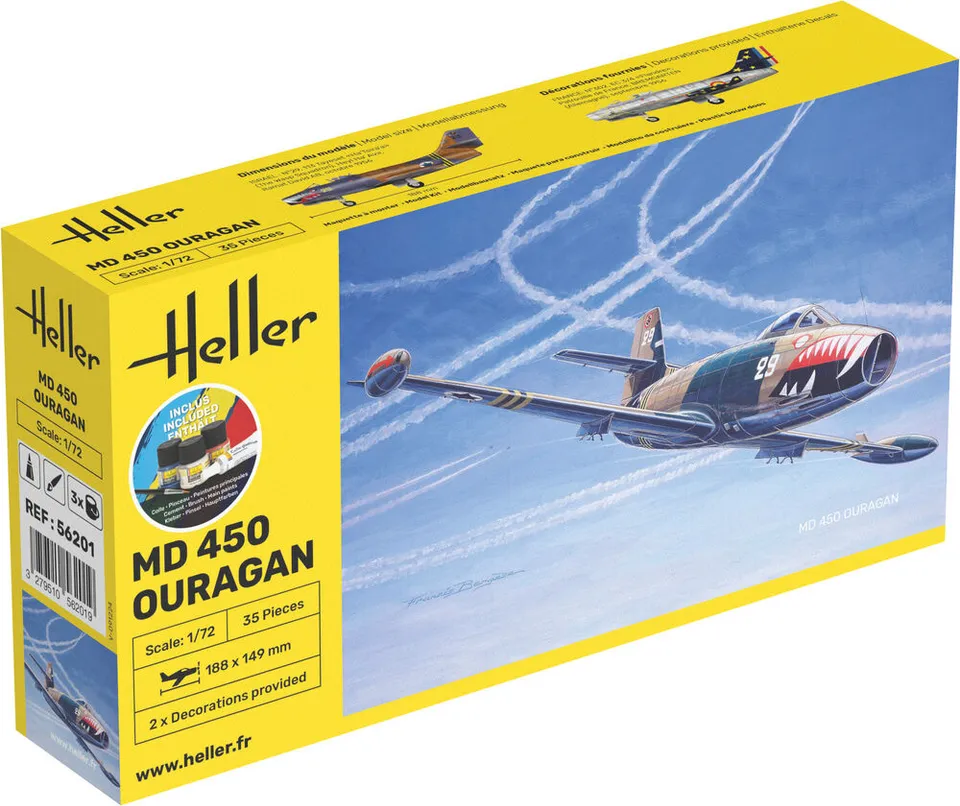 Heller Starter Kit MD 450 Ouragan 1/72 maquette avion jet