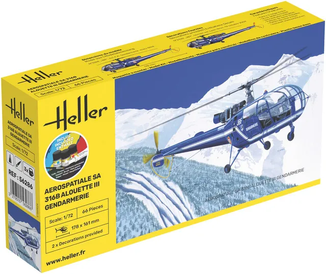 Heller Starter Kit SA 316 Alouette III Gendarmerie maquette 1/72