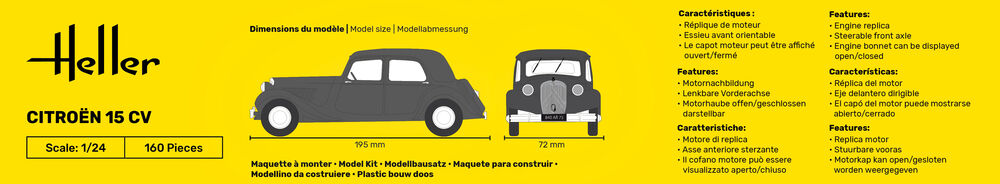 Heller Starter Kit Citroën 15 CV 1/24 maquette voiture complète
