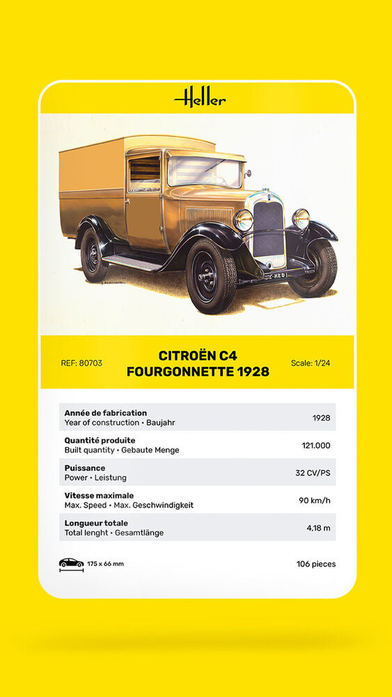 Heller Citroen C4 Fourgonnette 1928 maquette voiture 1/24