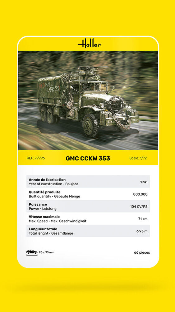 Heller The 9.99 GMC CCKW 353 1/72 maquette camion