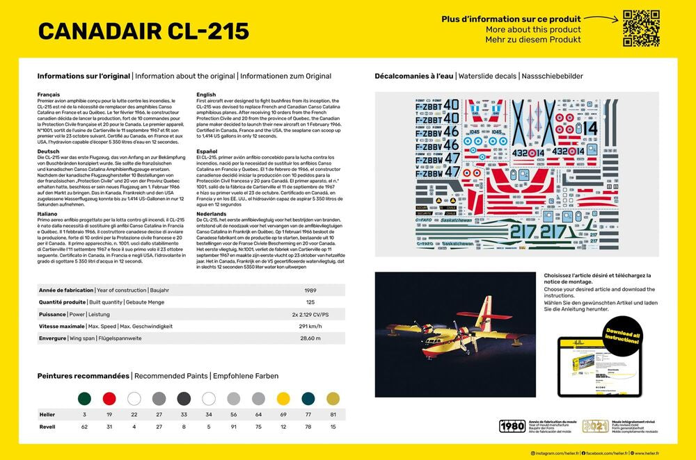 Heller Historical Collection Canadair CL-215 1/72 maquette avion
