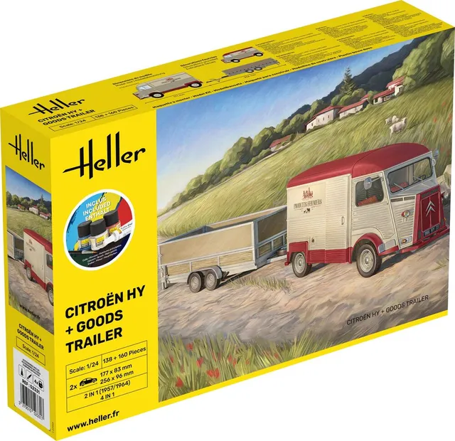 Heller Starter Kit Citroen HY maquette fourgon 1/24 + remorque