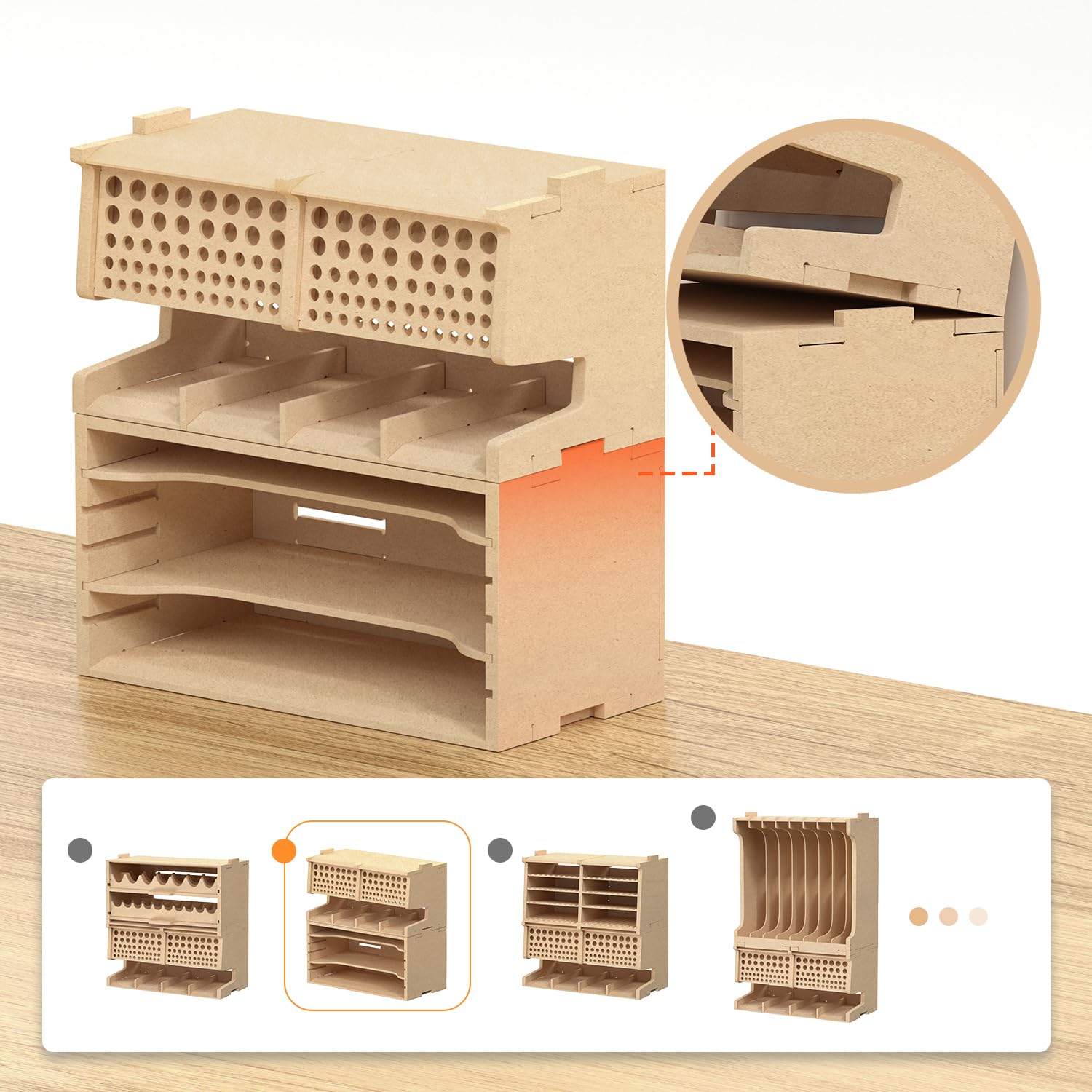 Bucasso Hobby Organizer GK6 porte-pinceaux 100 trous MDF