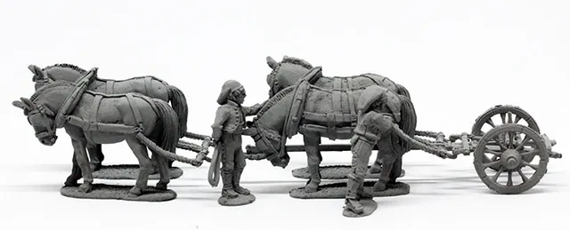 Perry Napoleonic SPA 40 limber figurines 28mm 4 mules muletiers