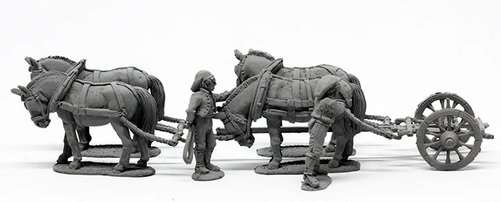 Perry Napoleonic SPA 40 limber figurines 28mm 4 mules muletiers