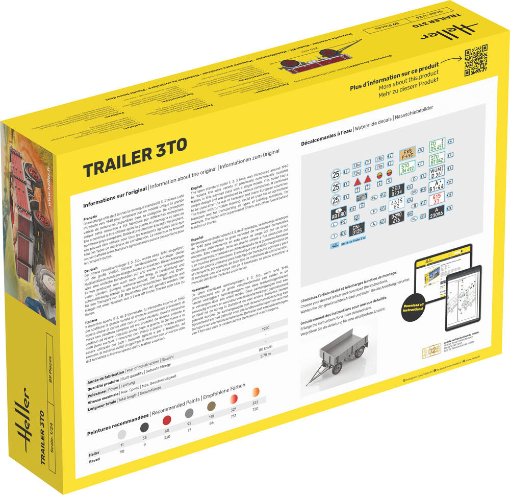 Heller Starter Kit Trailer 3t 1/24 maquette remorque